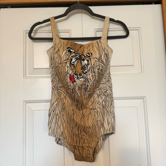 Vintage Some Body Mainstream bullet bra Tiger Swimsuit - Picture 1 of 8